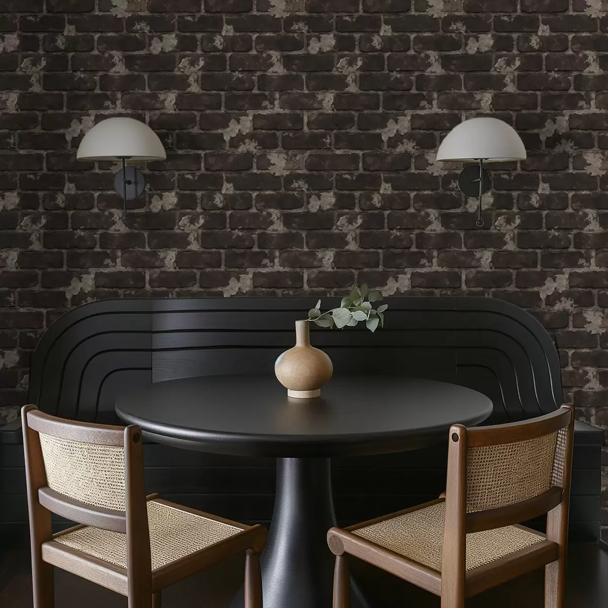 Papel de parede Parede de tijolos antigos escurecida com manchas desgastadas a01030