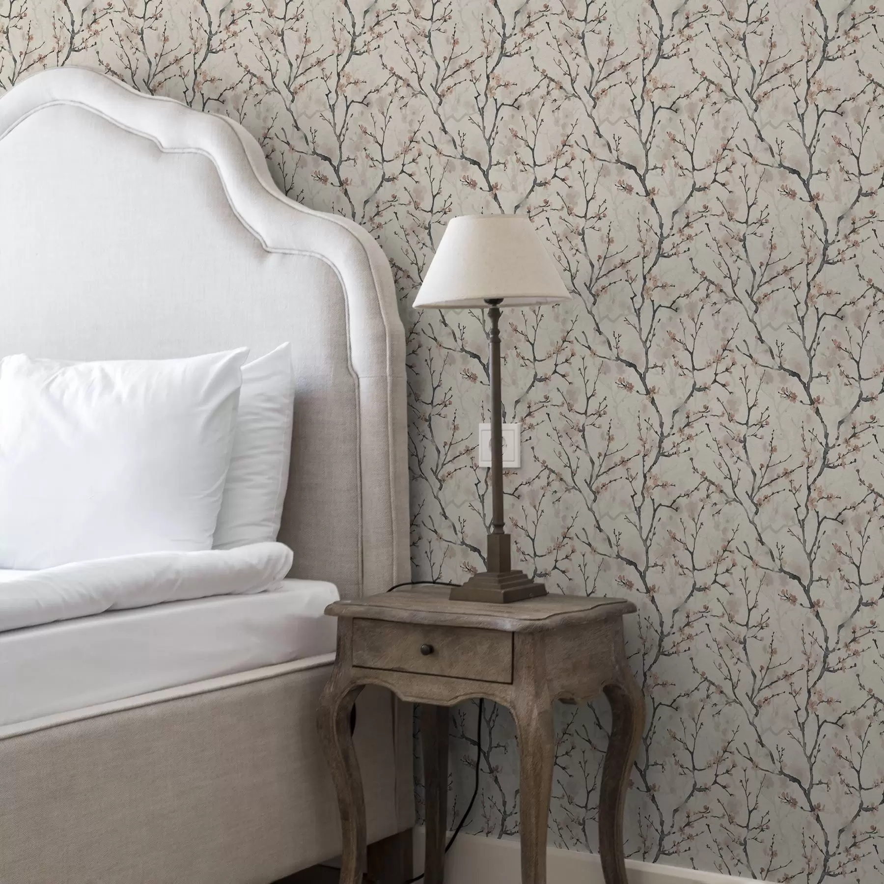 murais de parede Galhos de sakura em aquarela sobre fundo claro a01033