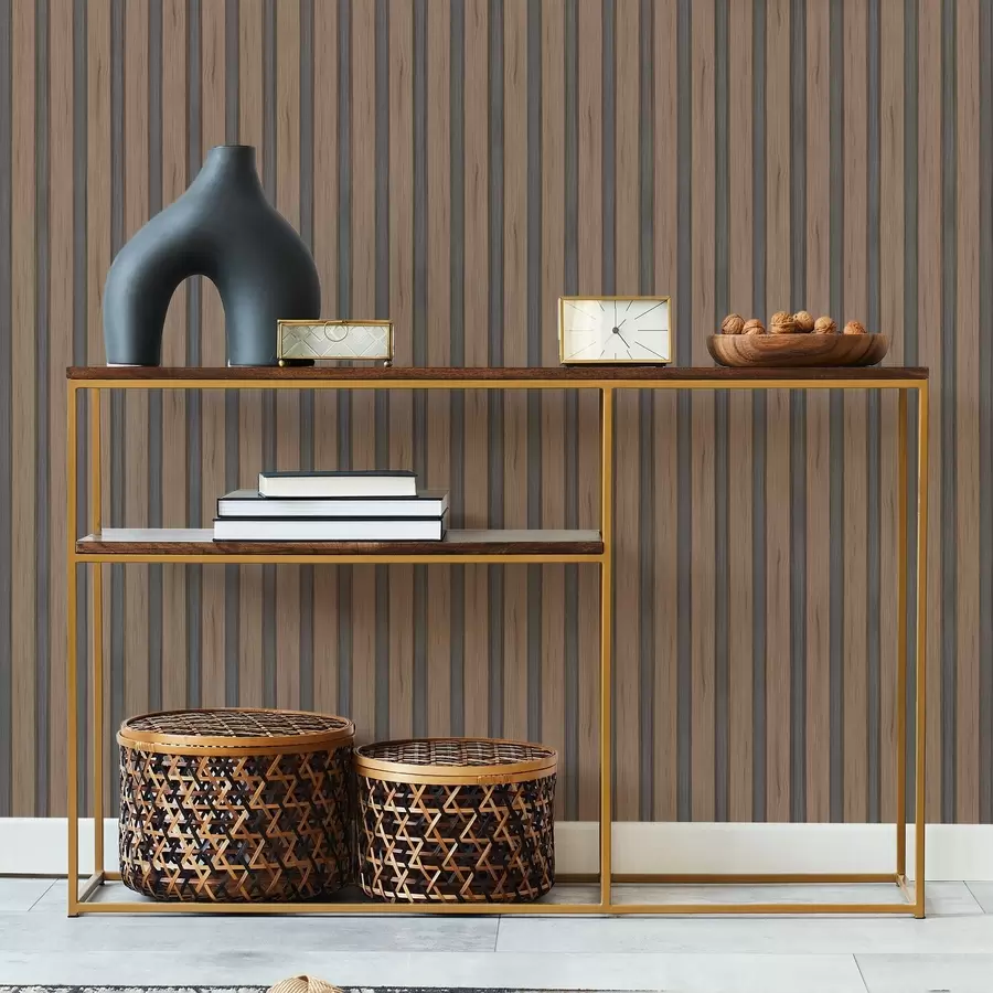 murais de parede Ripas verticais de madeira com inserções escuras a01054