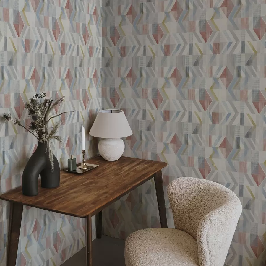 murais de parede Setas geométricas em tons pastel de vermelho e azul a01056