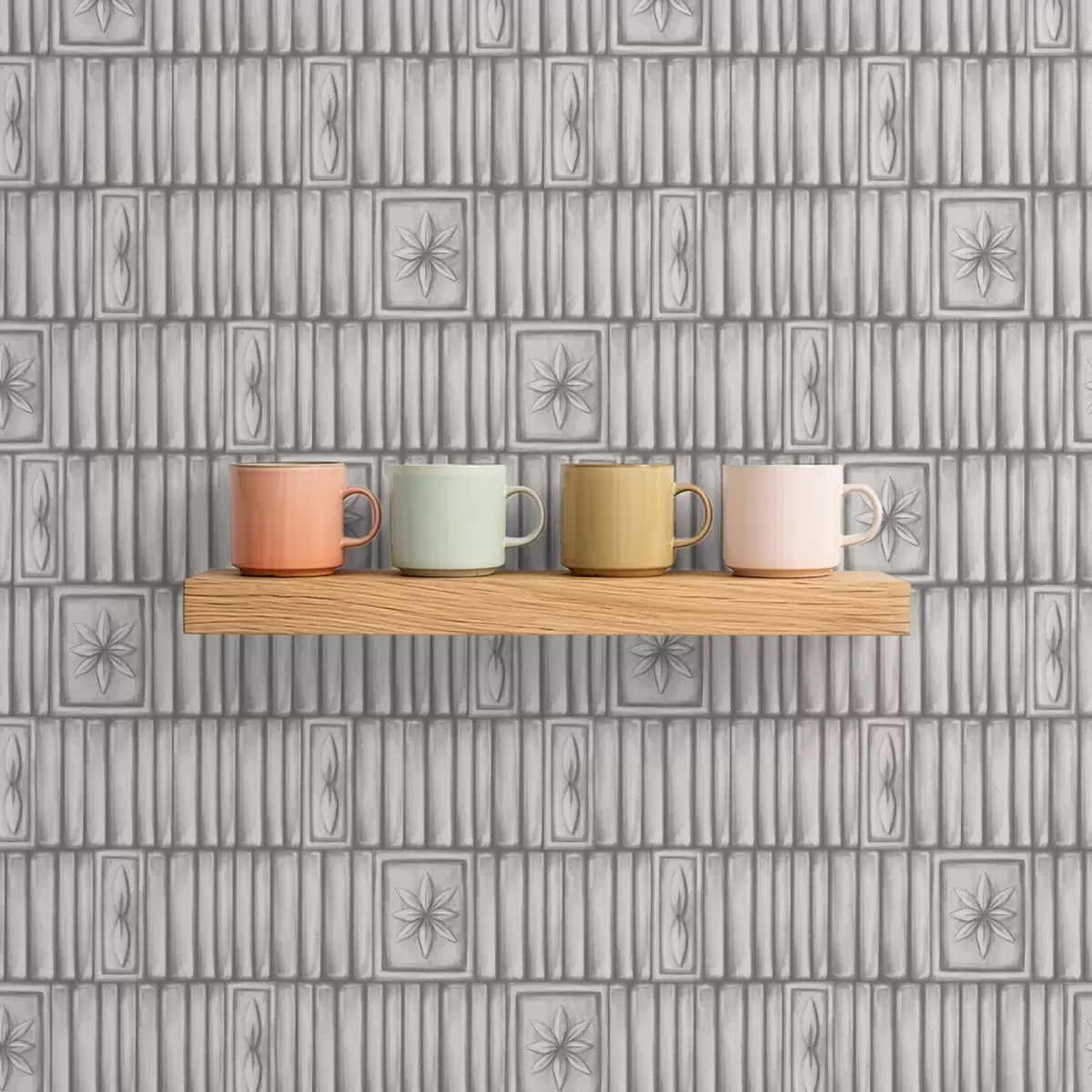 Papel de parede Painéis verticais em relevo com inserções florais gráficas a01058