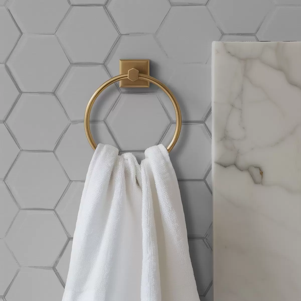 Papel de parede Hexágonos tridimensionais brancos sobre um fundo liso a01059