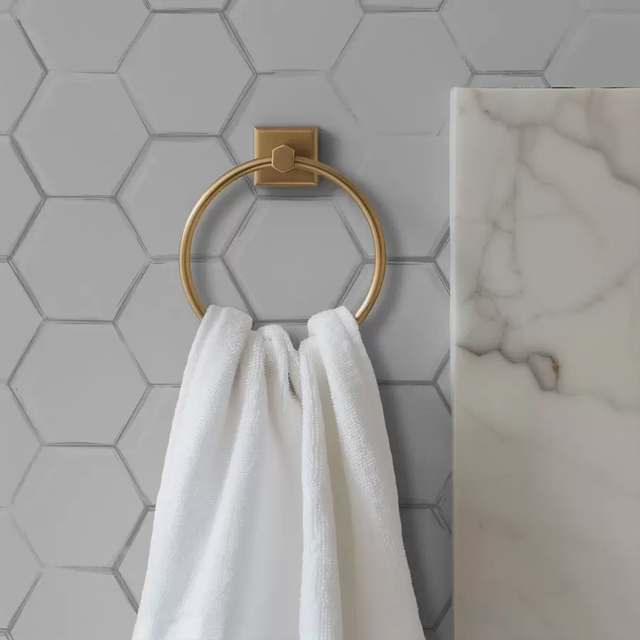 murais de parede Hexágonos tridimensionais brancos sobre um fundo liso a01059