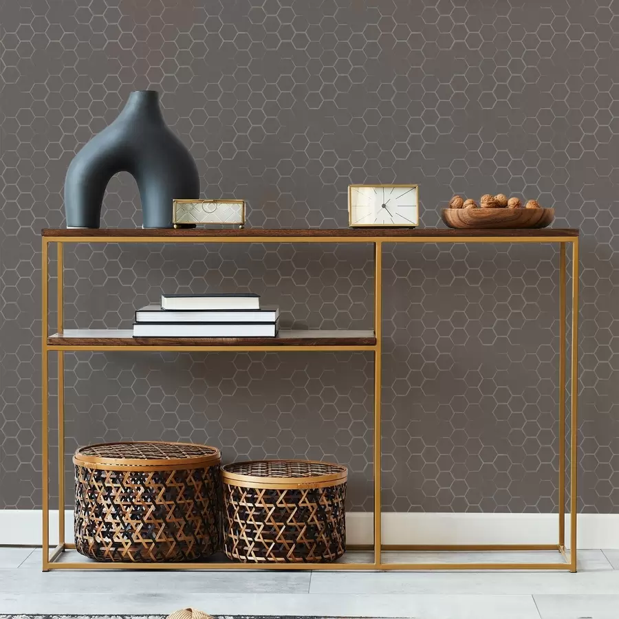 murais de parede Padrão hexagonal denso em tons suaves de cinza a01060v2