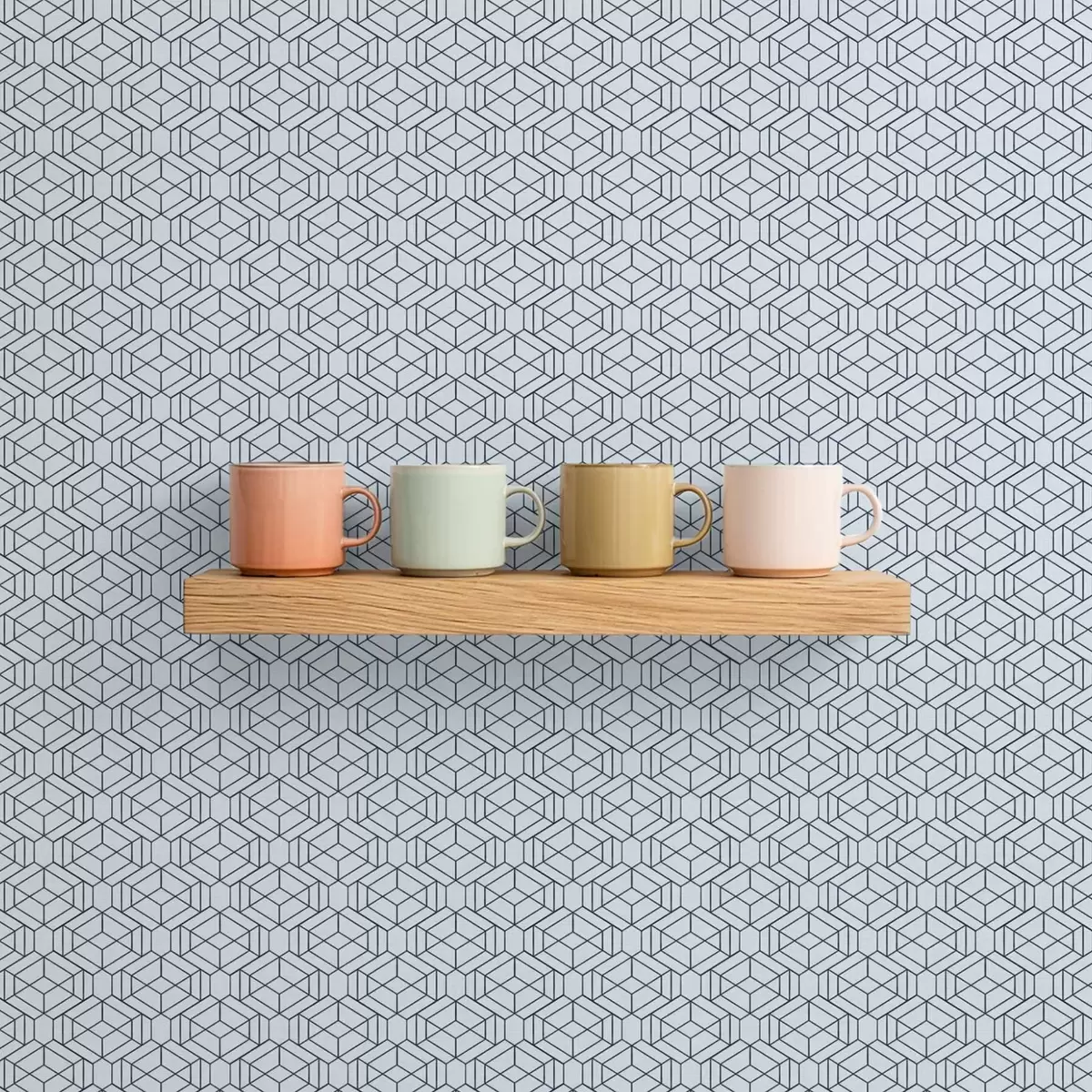 Papel de parede Padrão geométrico de cubos em azul claro a01066