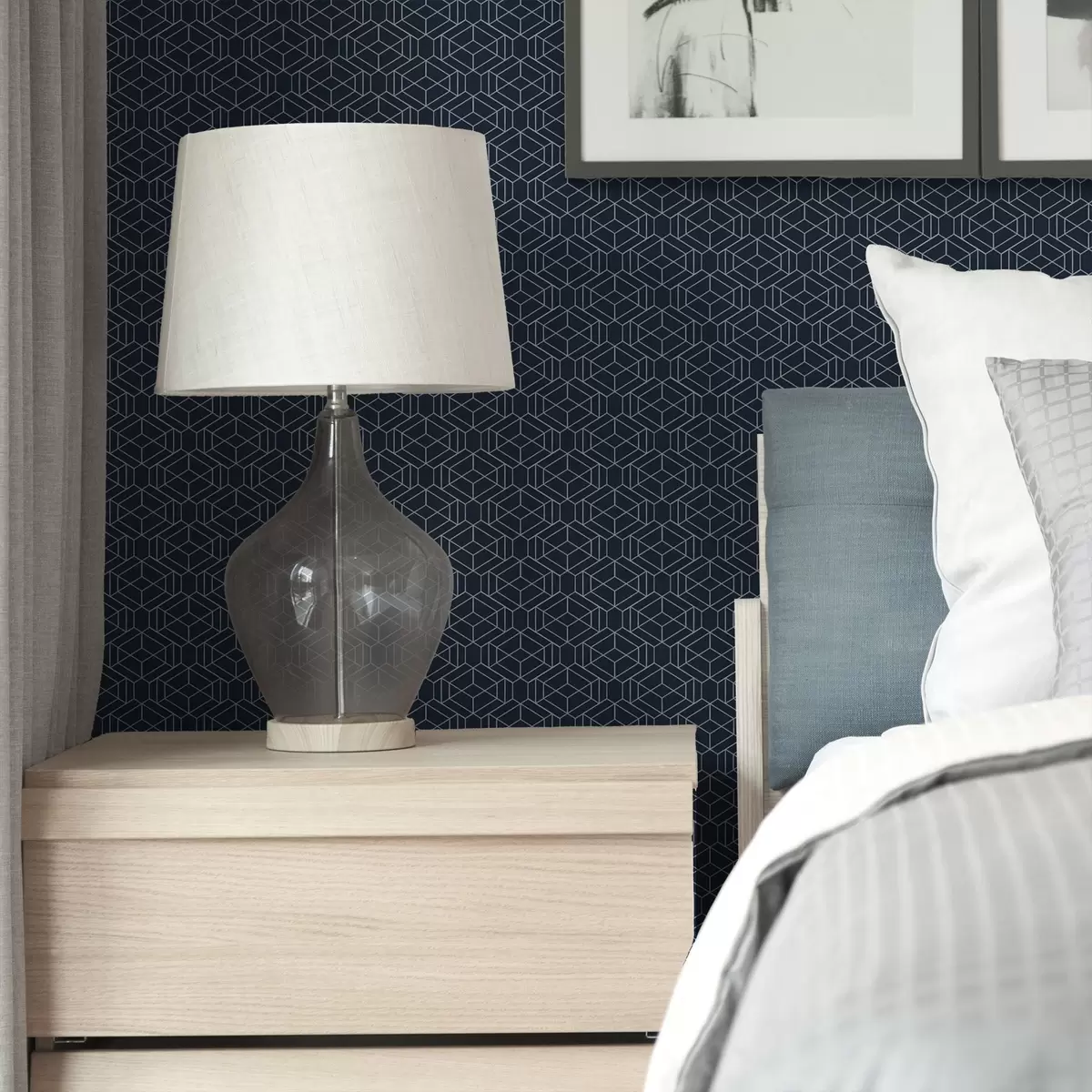 Papel de parede Rede geométrica de cubos em azul marinho escuro a01066v1