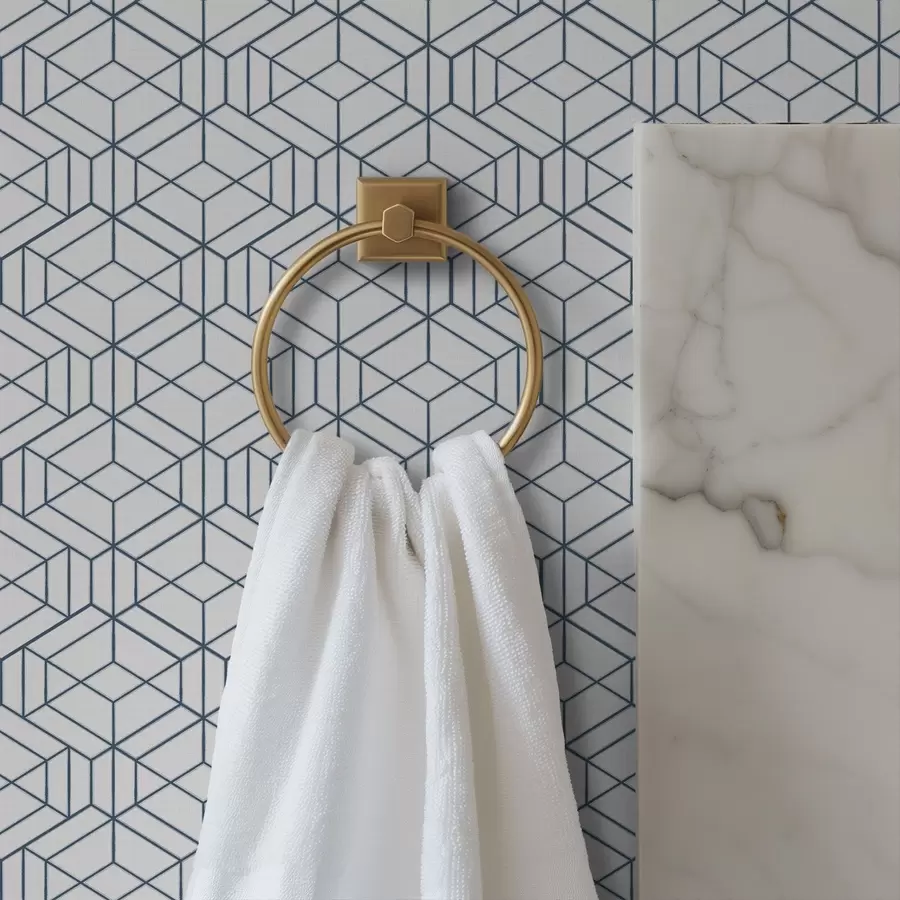 murais de parede Fundo branco com cubos geométricos tridimensionais azuis a01067