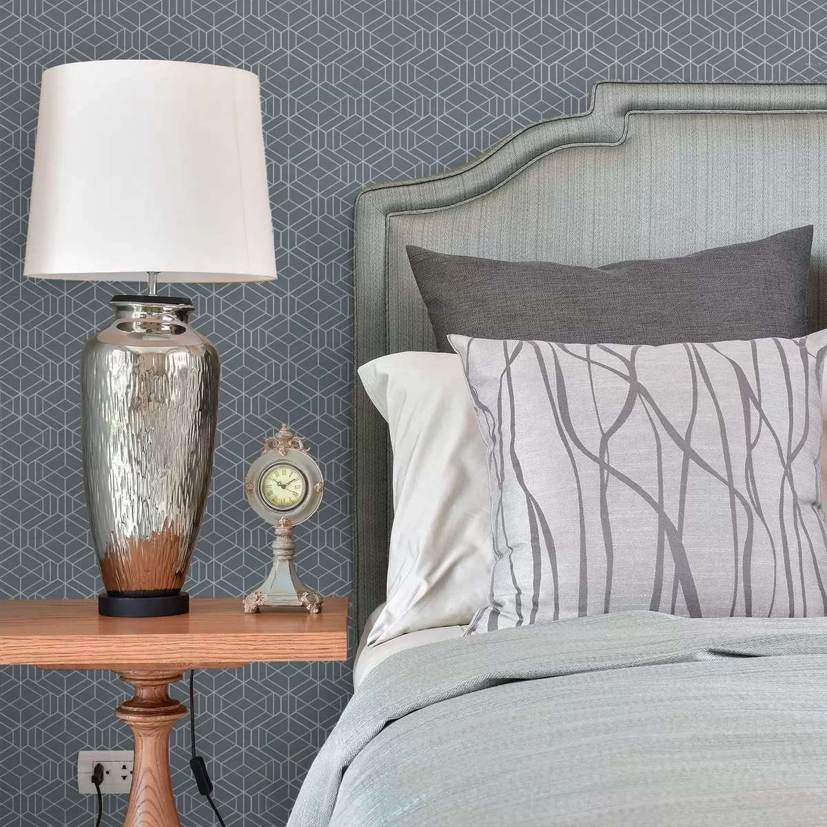 Papel de parede Fundo cinza com cubos tridimensionais brancos em uma grade a01067v2