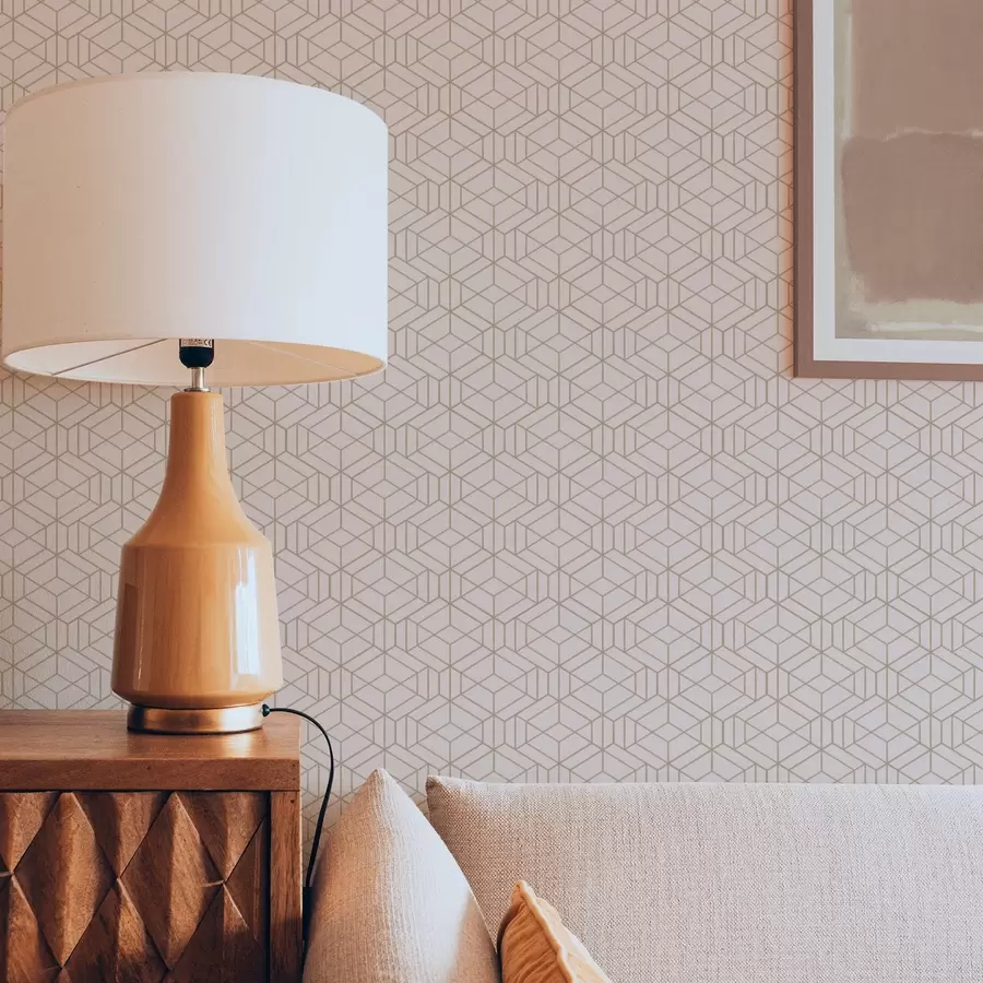 murais de parede Fundo bege quente com cubos gráficos finos a01067v3