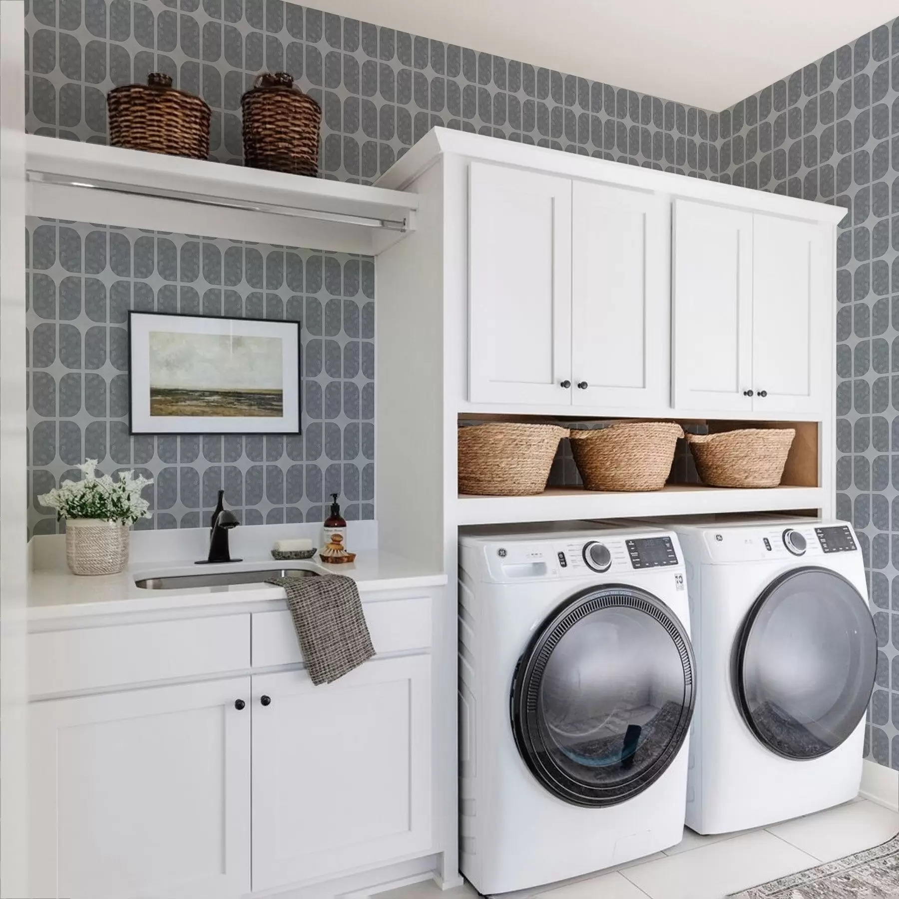 murais de parede Mosaico cinza com arcos retangulares e textura suave a01068