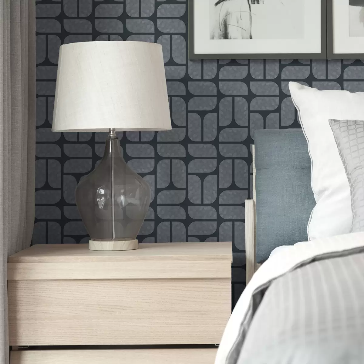 Papel de parede Fundo escuro com mosaico cinza de módulos arredondados a01069v1
