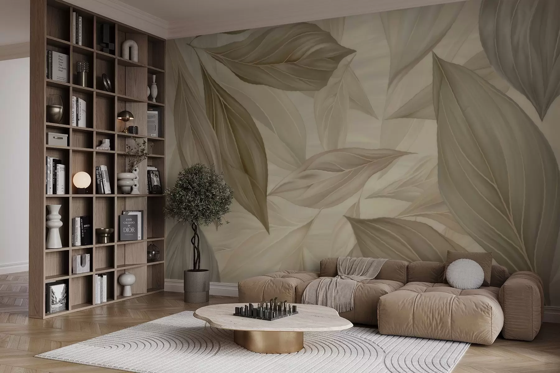 murais de parede Folhas abstratas delicadas w04969