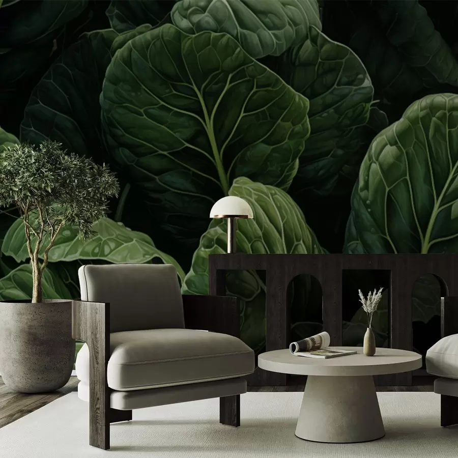 murais de parede Folhas verdes divertidas w05043