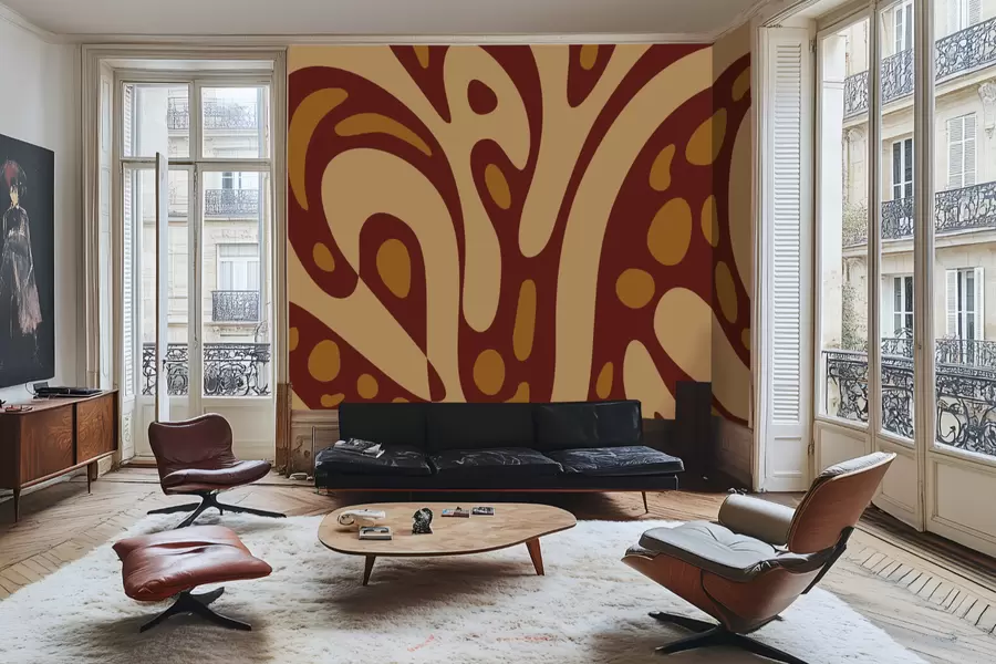 murais de parede Padrão abstrato com formas em marrom e bege w05071v2