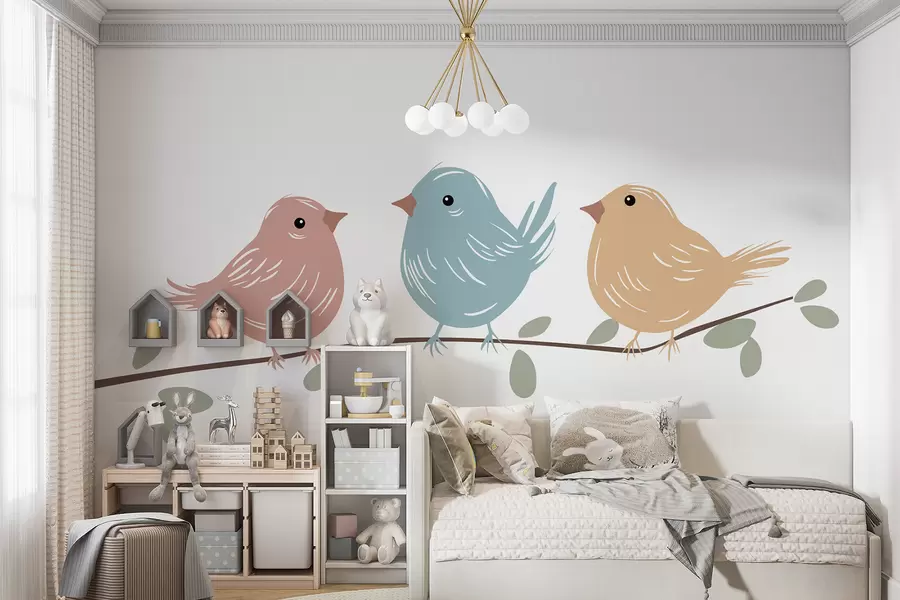 murais de parede Pássaros em um galho w05099
