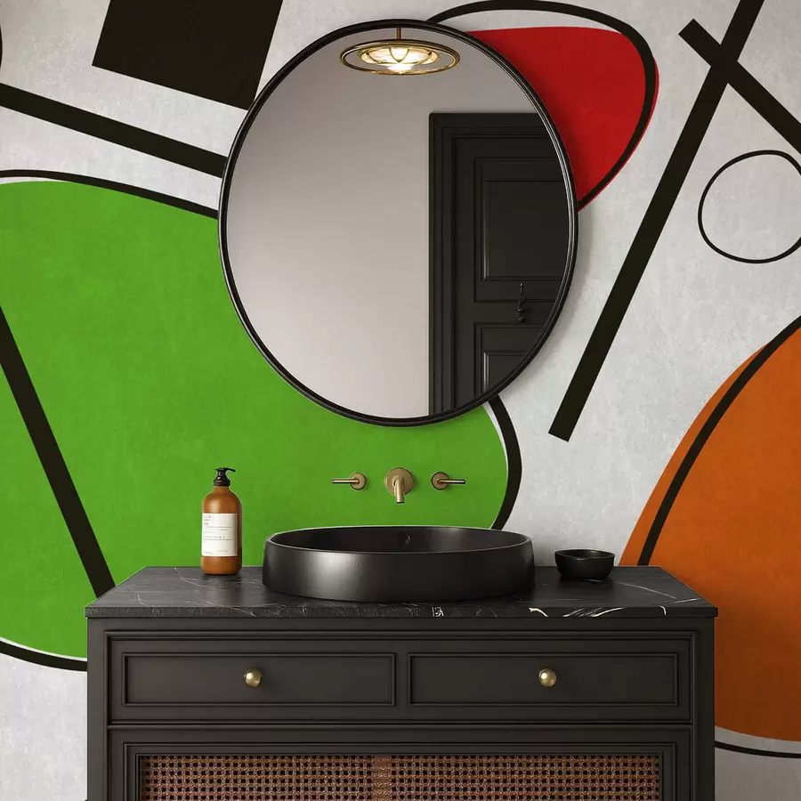 murais de parede Formas geométricas abstratas com linhas e áreas de cores fortes w05017v1