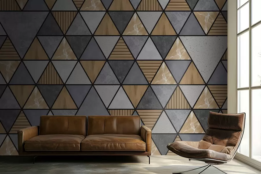 murais de parede Enfeite triangular com cores neutras e quentes w05096v1