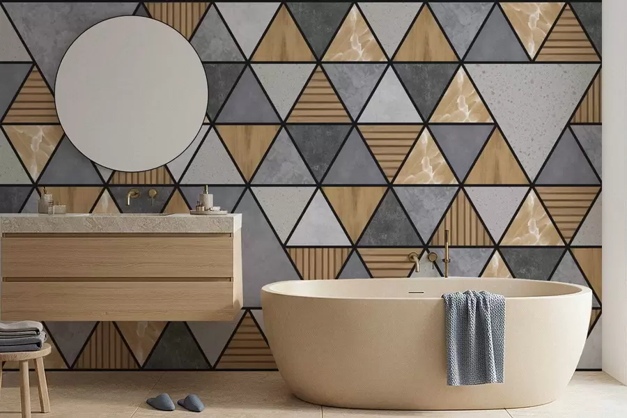 murais de parede Enfeite triangular com cores neutras e quentes w05096v1