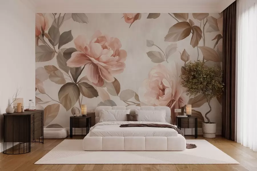 murais de parede rosas pitorescas no estilo da pintura a óleo w04873