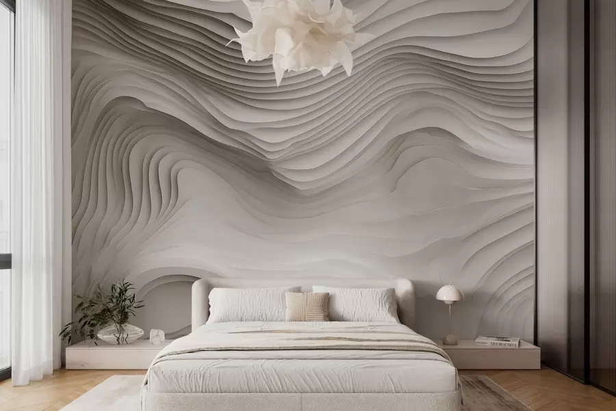 murais de parede imitação de relevos volumosos em tons de bege w05061v1