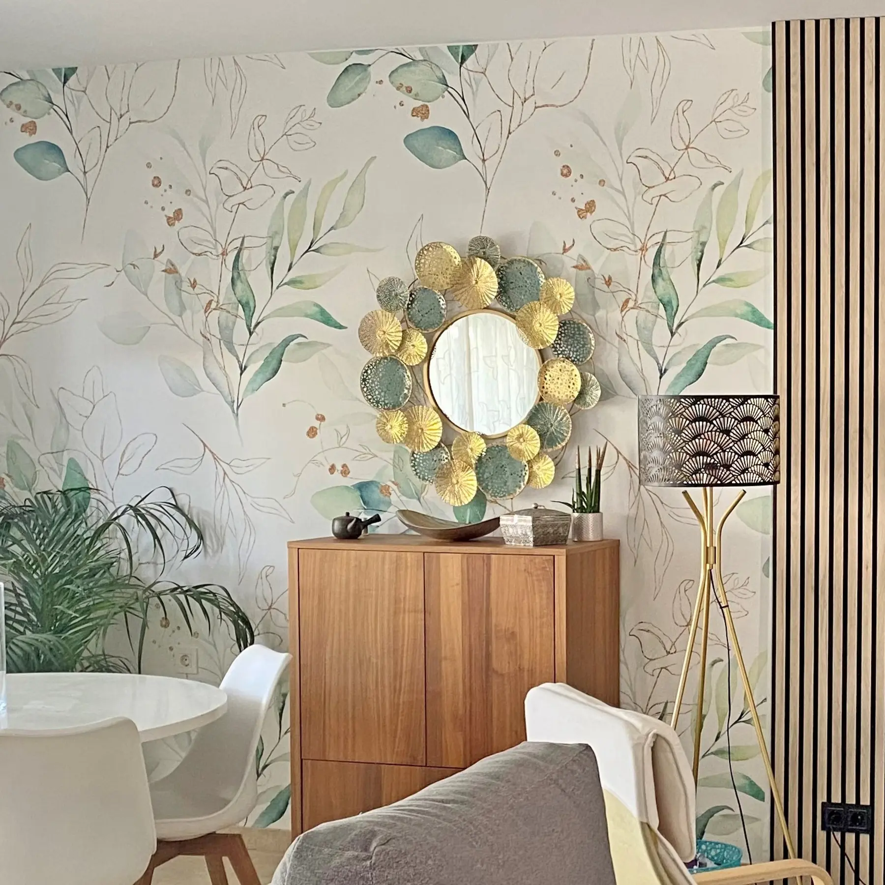 murais de parede Folhas verdes em estilo aquarela u71464
