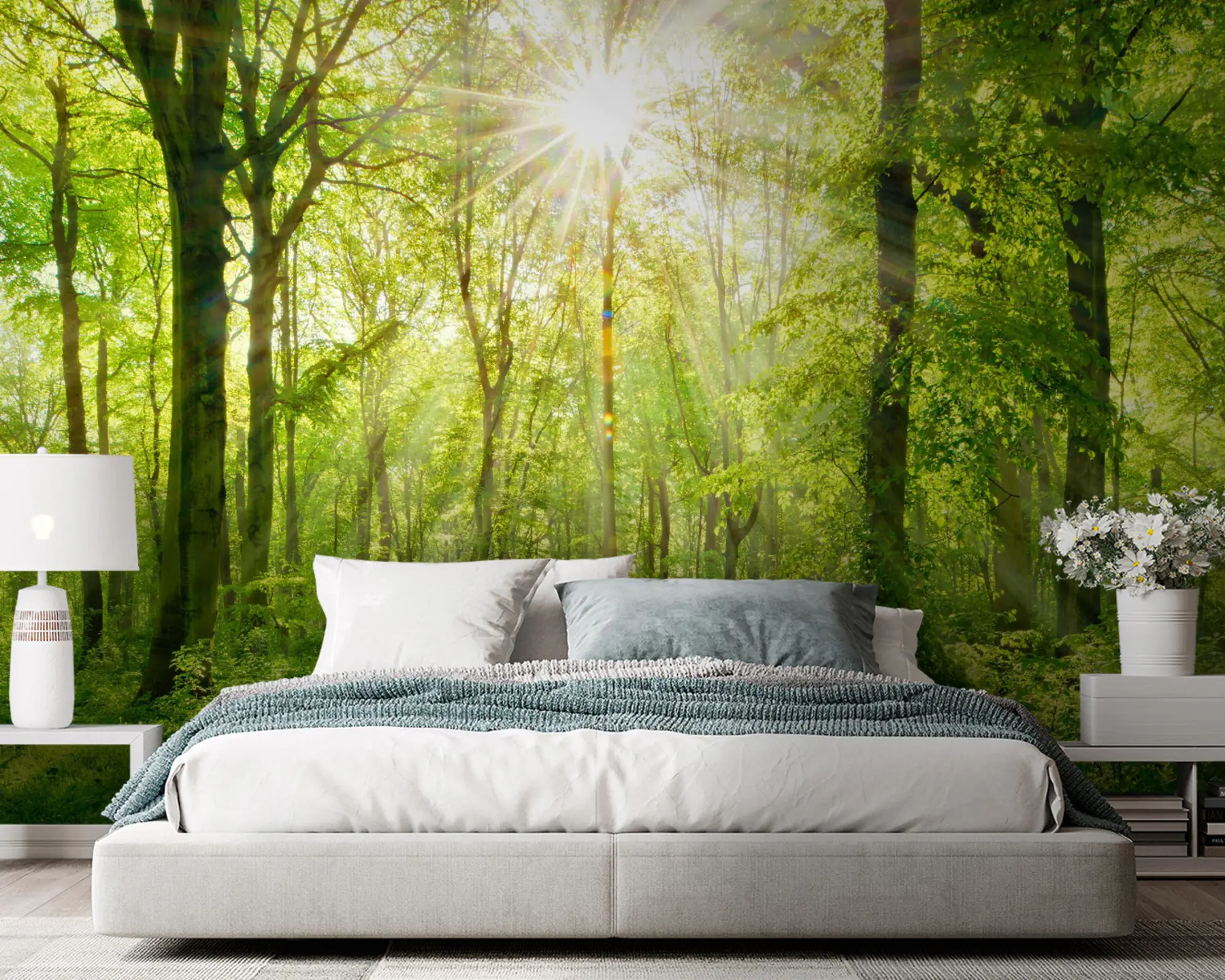 murais de parede Caminho na floresta ensolarada u22252