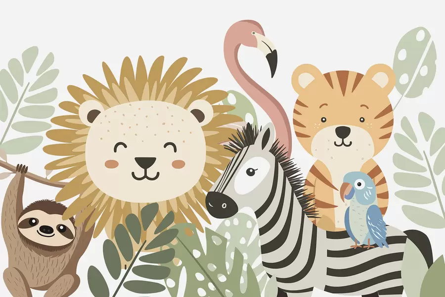 murais de parede Animais tropicais fofos w05164