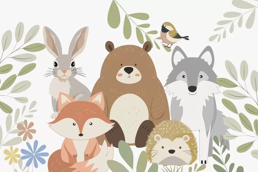 murais de parede Animais fofos da floresta w05165
