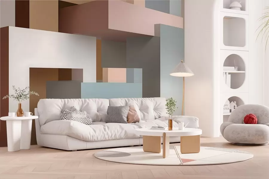 murais de parede geometria abstrata em estilo 3D w05065