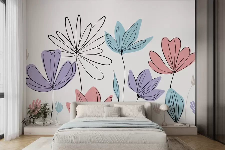 murais de parede Flores abstratas w05191v2