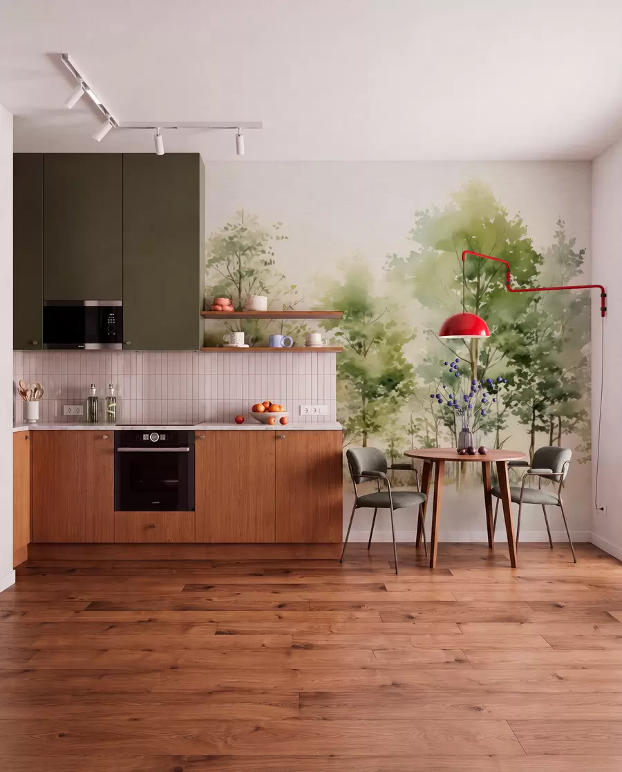 murais de parede Floresta decídua em aquarela w05180