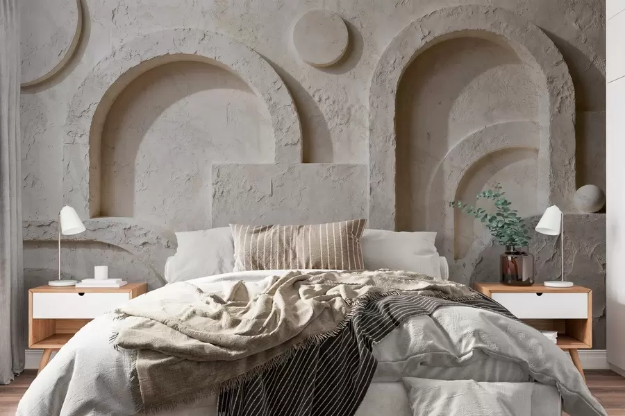 murais de parede Geometria volumétrica feita de concreto w05186