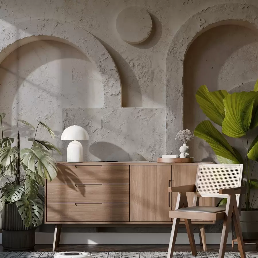 murais de parede Geometria volumétrica feita de concreto w05186