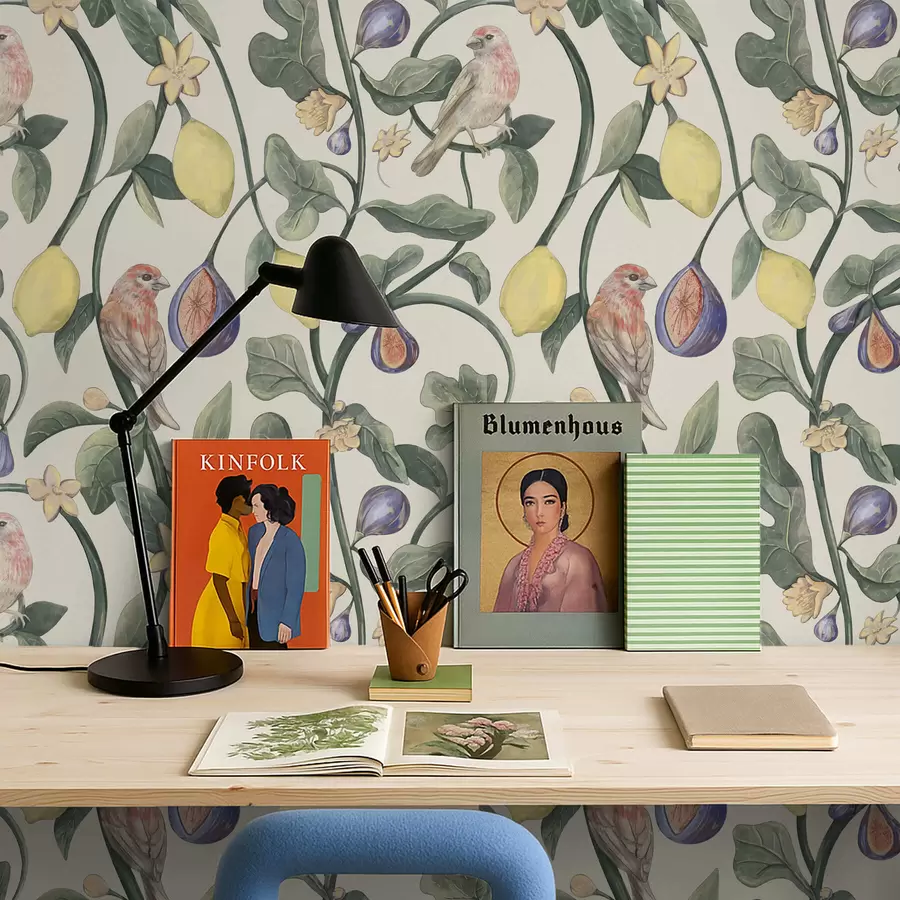 murais de parede Pássaros entre folhas e frutos a01107