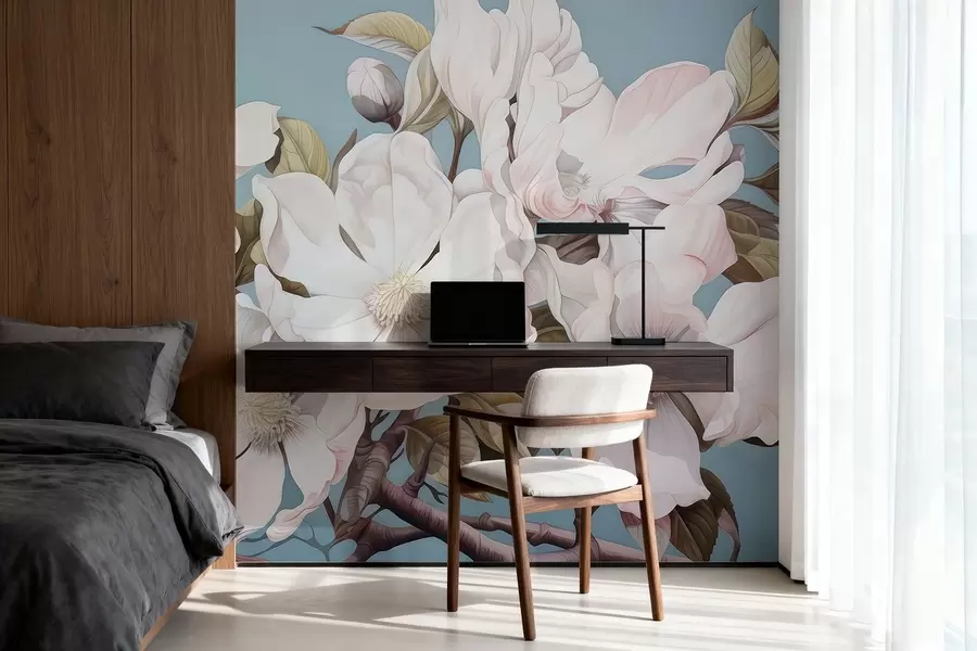 murais de parede Flores exuberantes em um galho de árvore w05178