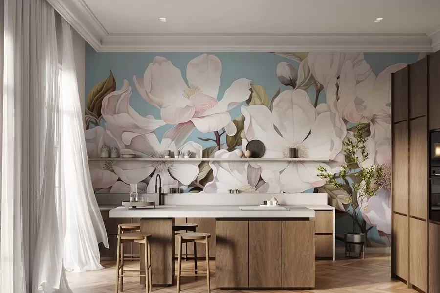 murais de parede Flores exuberantes em um galho de árvore w05178