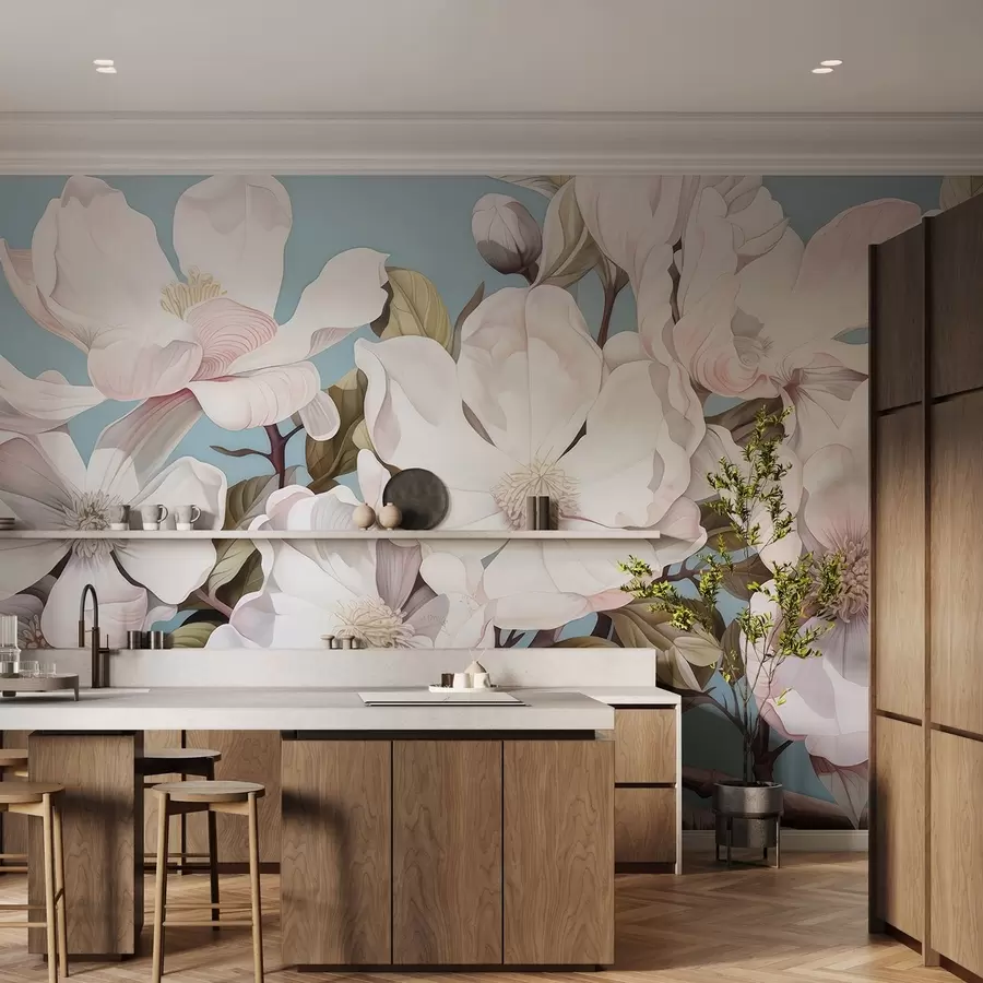 murais de parede Flores exuberantes em um galho de árvore w05178