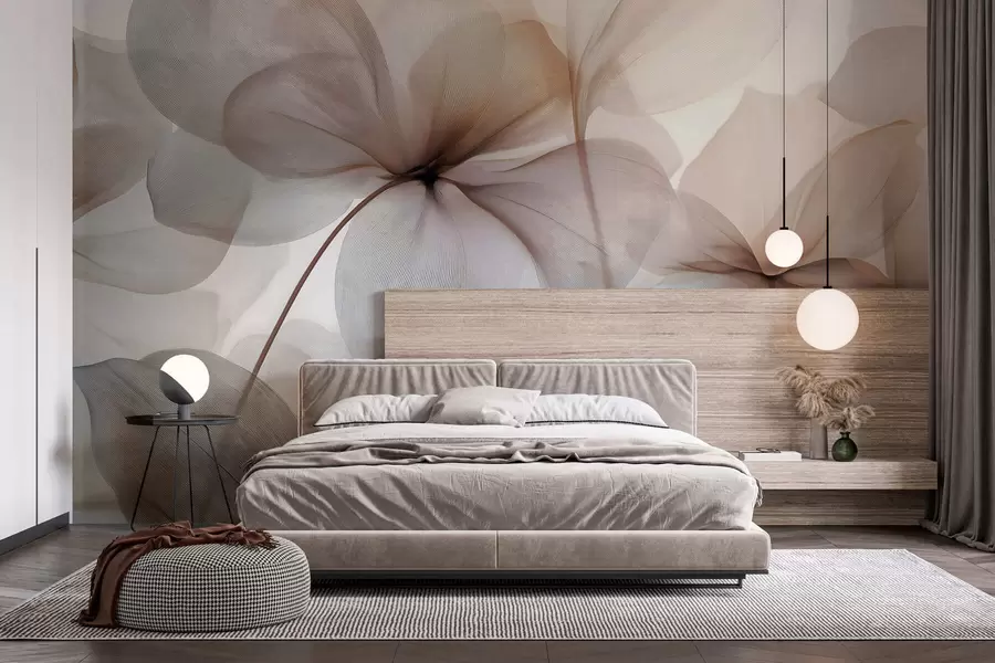 murais de parede flores semitransparentes com veias w05070
