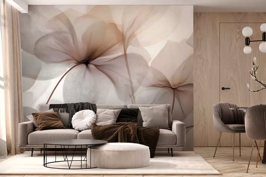 murais de parede flores semitransparentes com veias w05070