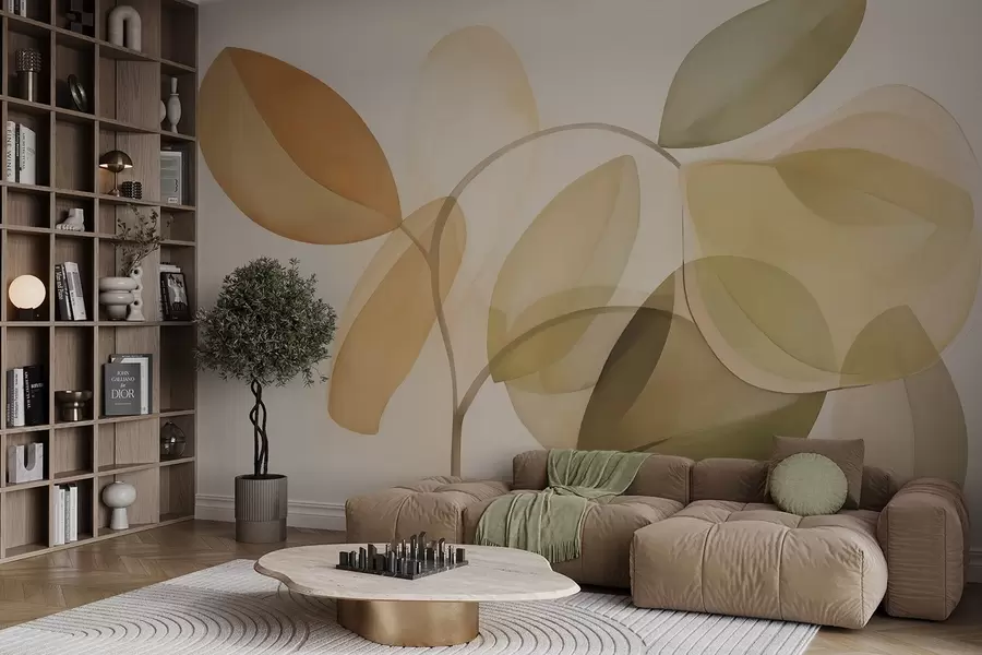 murais de parede Folhas abstratas imitação de pintura w05208