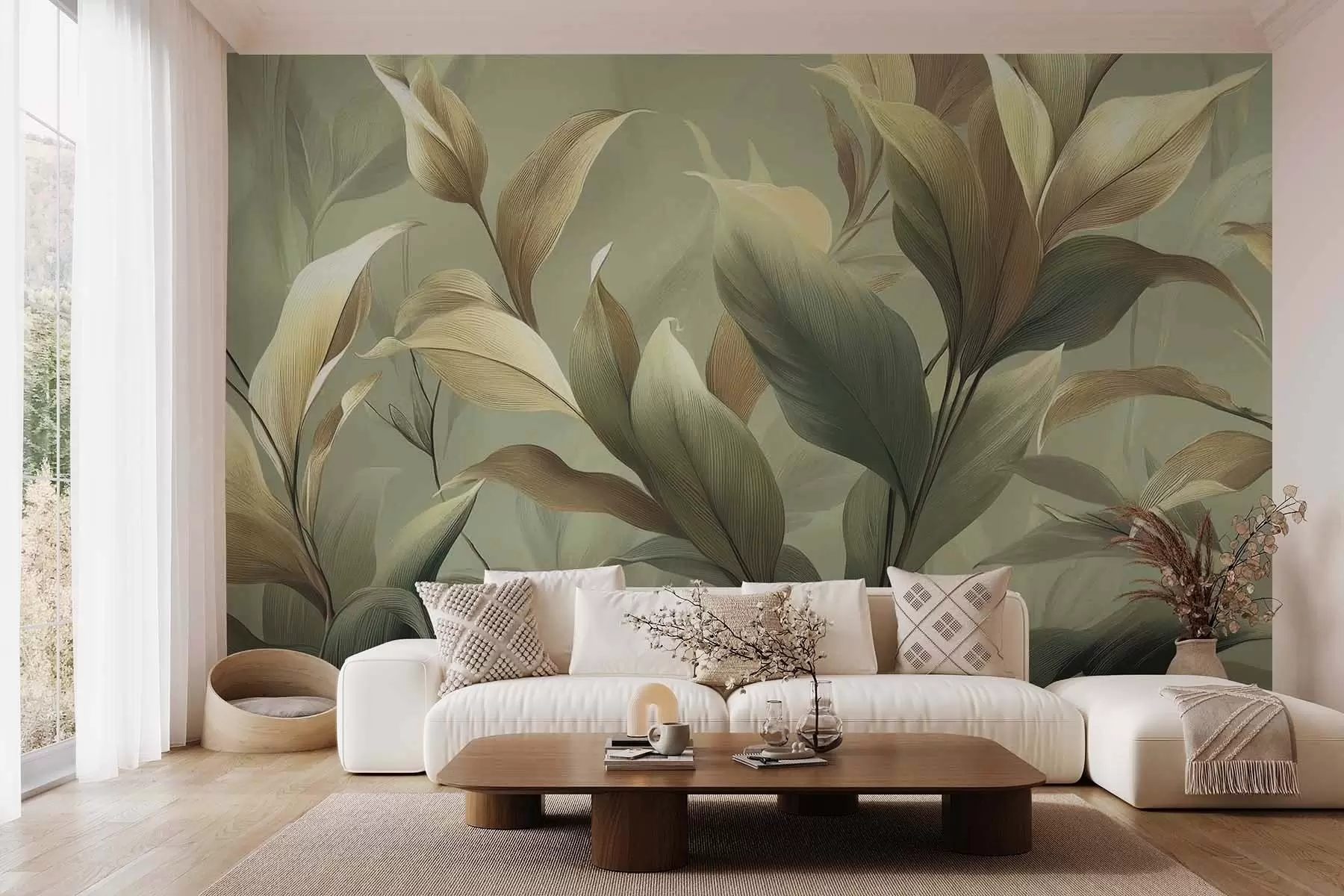 murais de parede Grandes folhas tropicais w09688