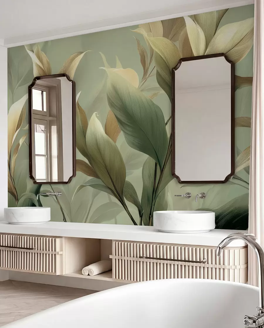murais de parede Grandes folhas tropicais w09688