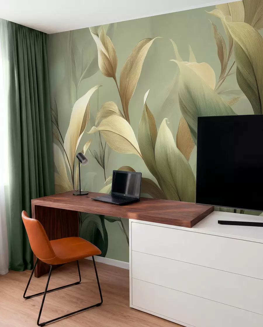 murais de parede Grandes folhas tropicais w09688
