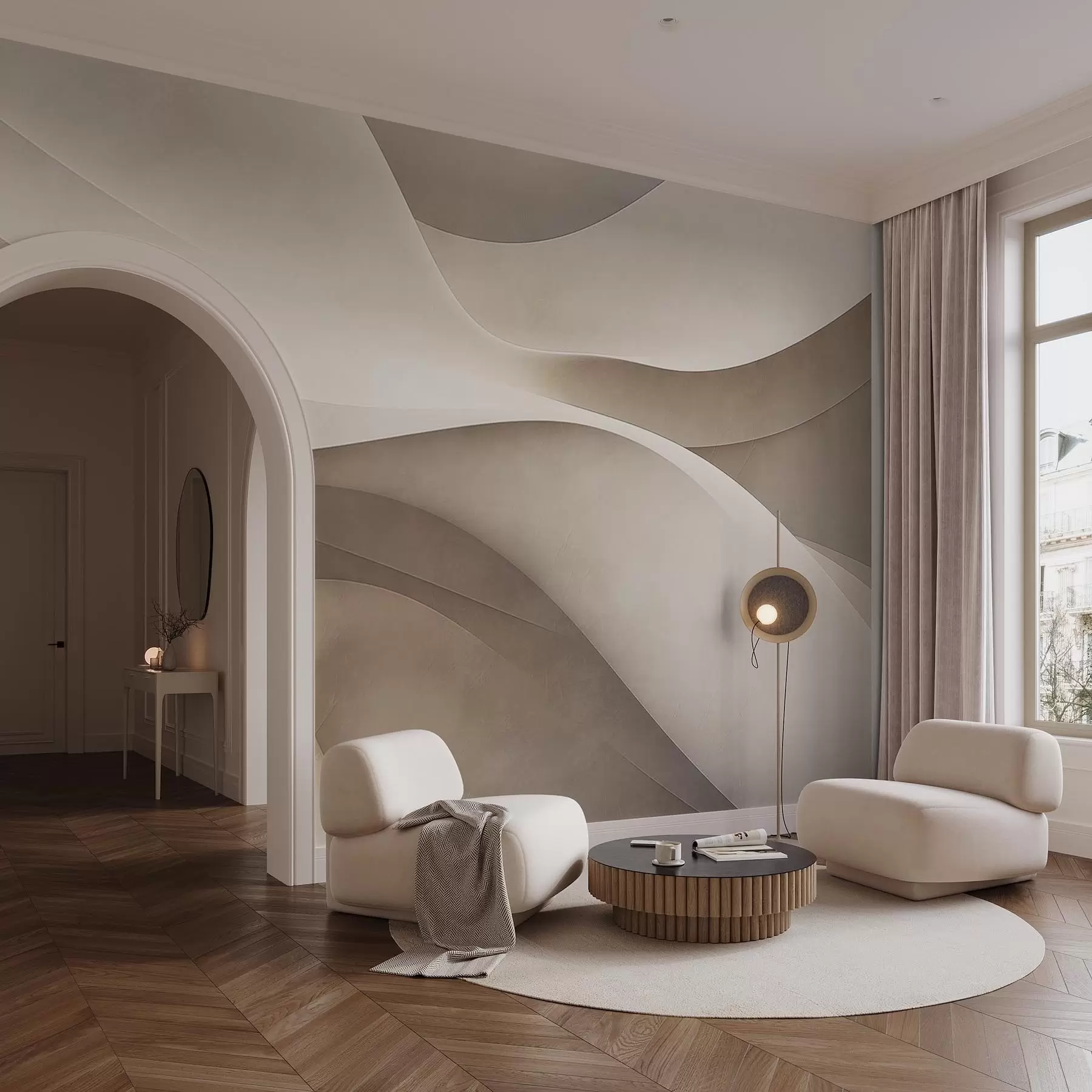 murais de parede Parede abstrata, ondas w09694