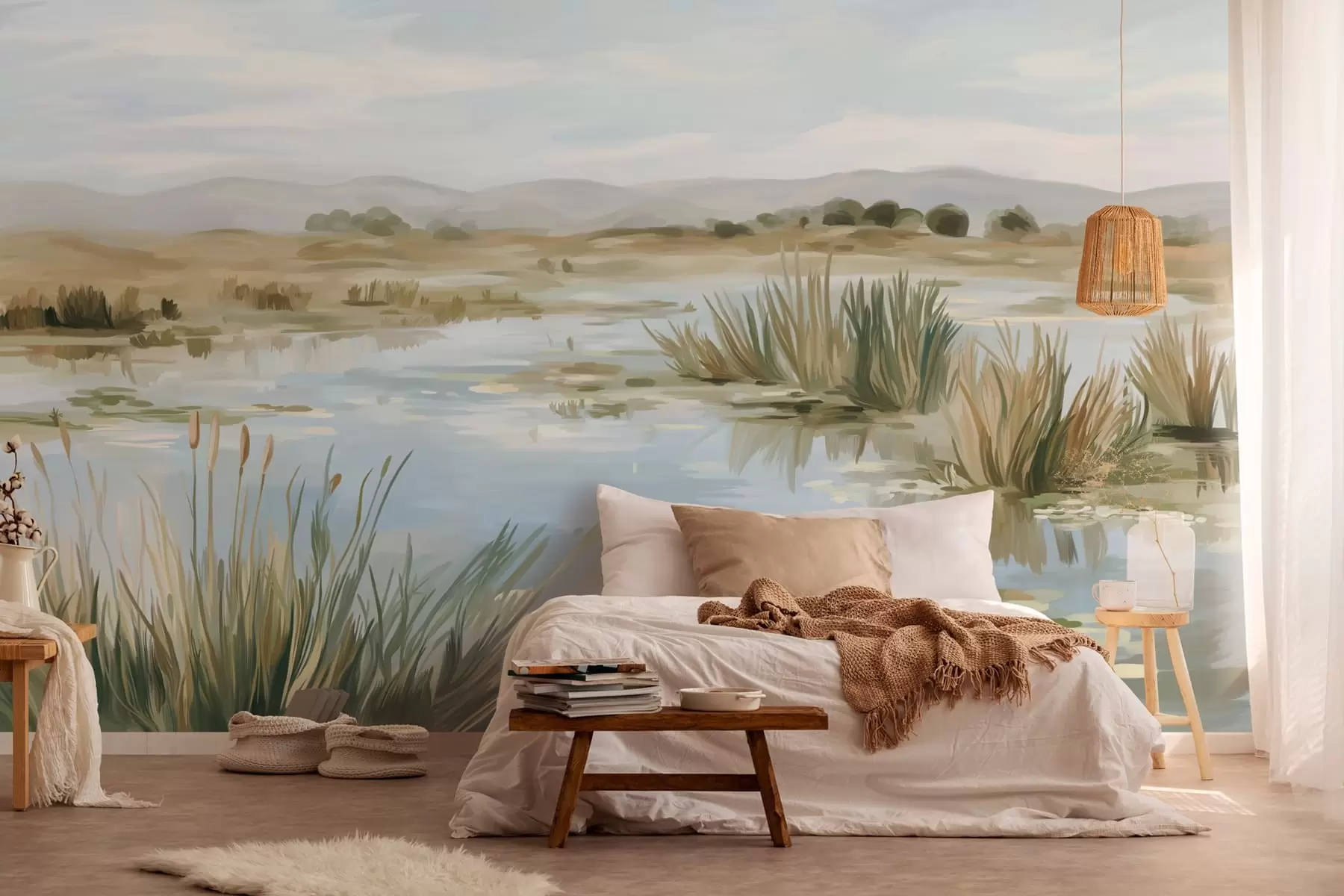 murais de parede Lago tranquilo e pacífico, paisagem pitoresca w05214