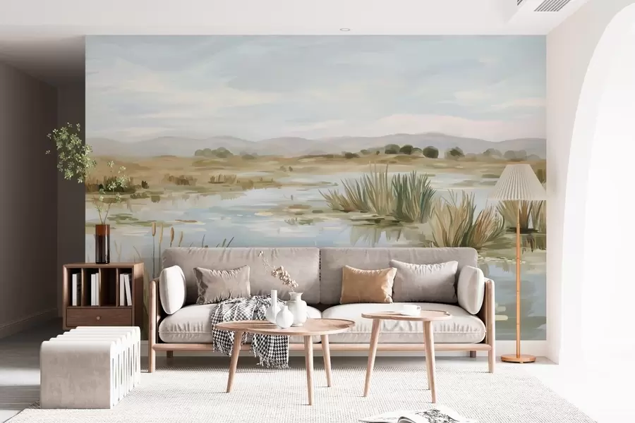 murais de parede Lago tranquilo e pacífico, paisagem pitoresca w05214