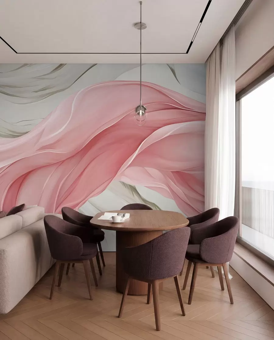 murais de parede Ondas de tecido rosa esvoaçante w05152v2