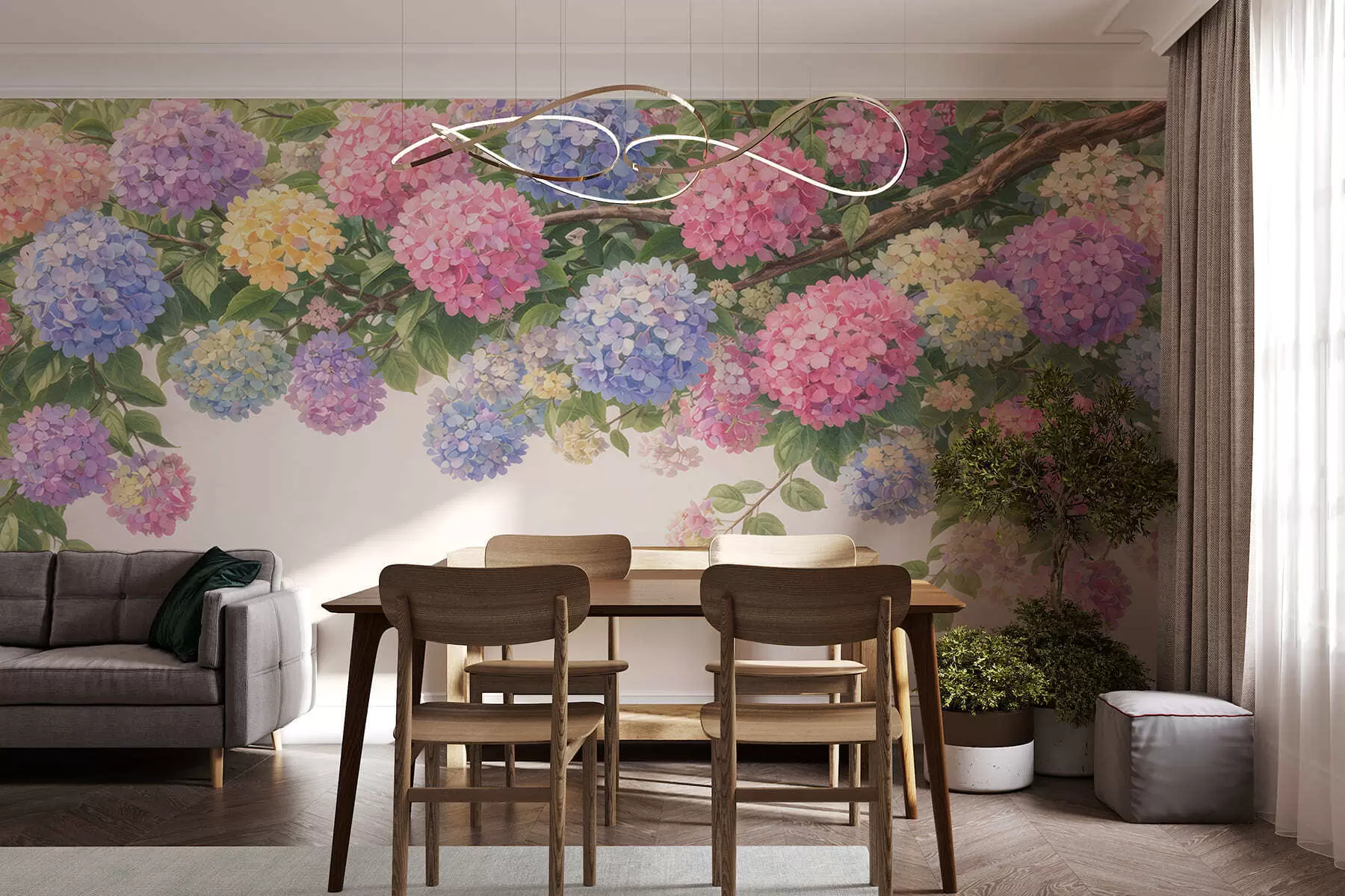 murais de parede Hortênsias pintadas pendem w05250