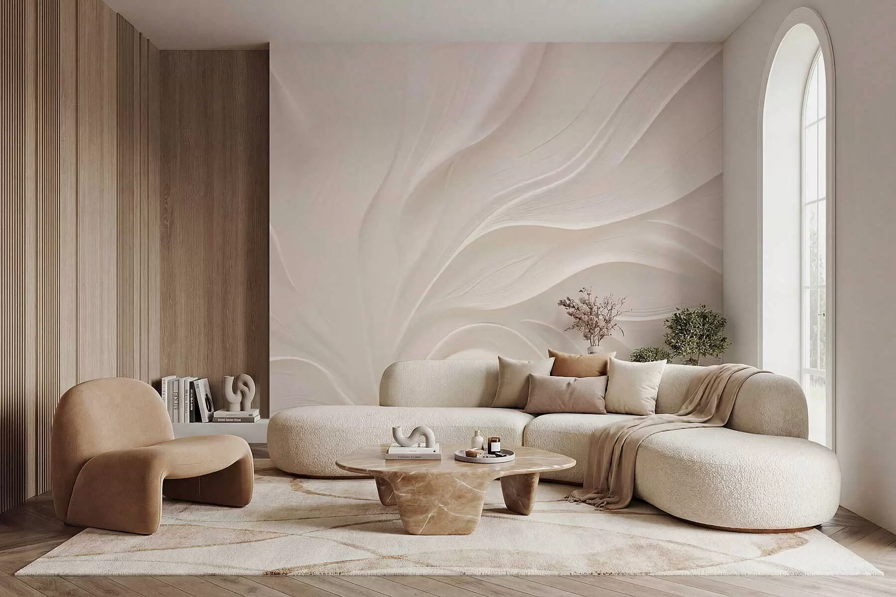 murais de parede Folhas delicadas e translúcidas em um galho w05267