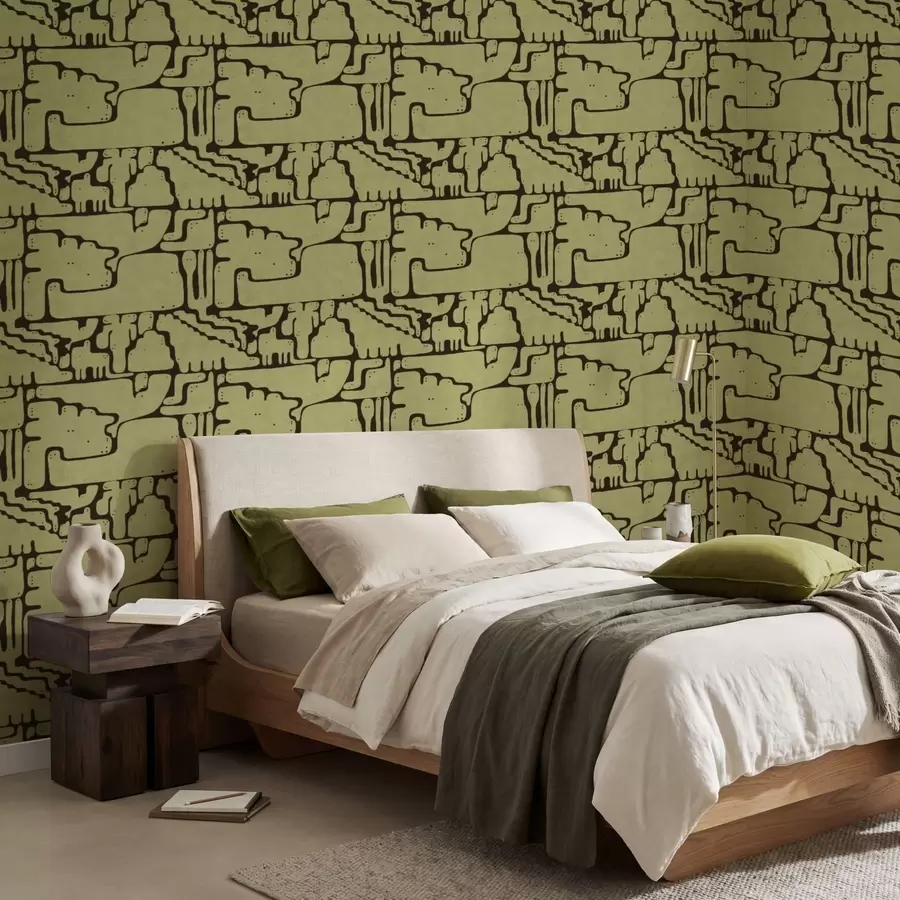 murais de parede Padrão abstrato com linhas escuras a01122v1